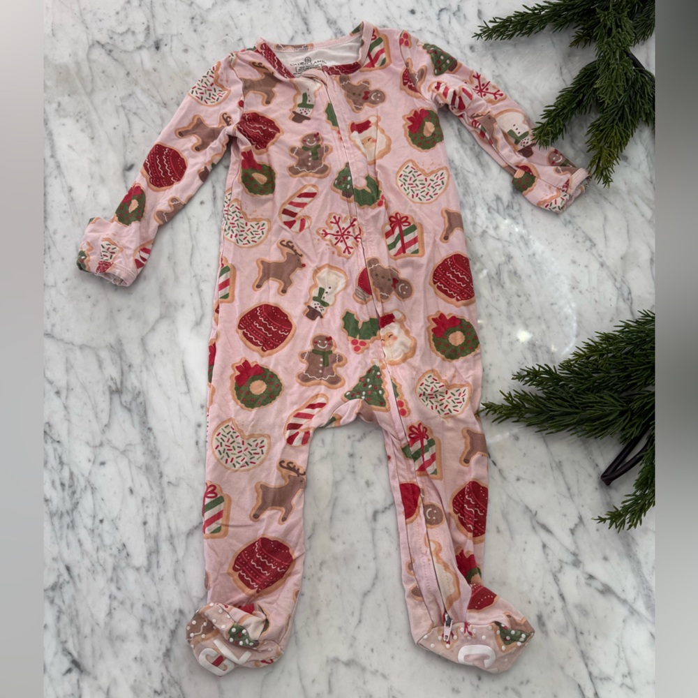 NWOT Caden Lane Pink Girl Christmas Holiday Onesie Bamboo Size 6-12 months